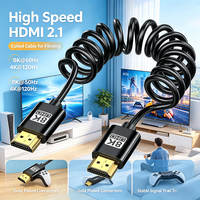Câble spiralé ultra-fin 8K 60Hz 2.1 pour caméra, moniteur, enregistreur Atomos, bidirectionnel