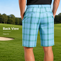 Shorts de golf pour hommes à taille élastique à carreaux personnalisés, shorts extensibles et respirants pour le golf en resort, OEM ODM, marque privée, approvisionnement en gros