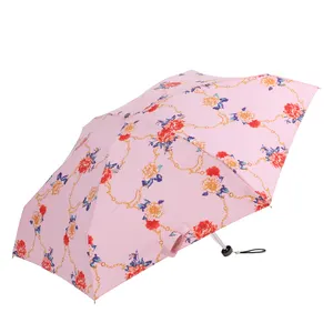 Mini Portable 3 Pliant Compact Léger Petit Soleil Protéger Couleur Personnalisée Avec Logo Pliable Facile à Transporter Parapluie