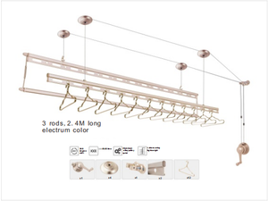 Séchoir à <span class=keywords><strong>linge</strong></span> pliable à main, à <span class=keywords><strong>poulie</strong></span> en alliage d'aluminium à tige unique, monté au <span class=keywords><strong>plafond</strong></span>, pour salle de bain, nettoyage - Product Image 2