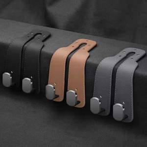 Leather <b>Car</b> Headrest <b>Hook</b> Set Magnetic Seat Back Retainer Tumbled Finish Interior Accessory for SUV Pickup - Product Image 1