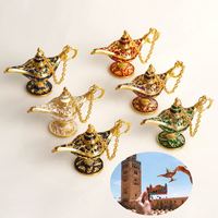En çok satan pirinç kazınmış Aladdin lamba altın bitmiş Vintage tasarım masa dekoratif Aladdin chichilamba arapça tarzı