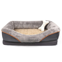 Canapé orthopédique en peluche pour chien, lit orthopédique pour chien, cadre de lit pour chien du milieu du siècle, Donut calmant, voyage, Logo personnalisé imprimé JW-CB001