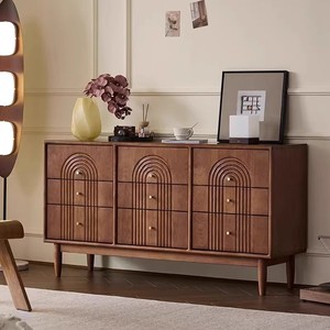 Buffet de salle à manger en bois massif à 9 barils, cerisier d'Amérique du Nord, style antique moderne, pour salon, chambre à coucher, meubles de rangement pour la maison - Product Image 1