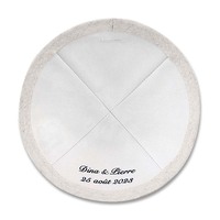 Top Kipot bordado personalizado Lino Kippah judío Ahava personalizar Kippot para boda Bat Mitzvah Bar Mitzvah Judaica regalo Yarmulke