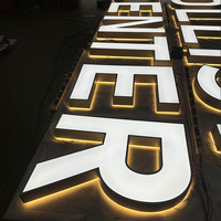 Lettres de signalisation LED 3D, éclairées par l'avant et le dos, halo lumineux, lettres personnalisées avec logo, face en acrylique, acier inoxydable