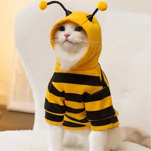 Новая мода классический дизайн осень и зима кошка полоски милая маленькая пчела Толстовка собака два фута плюшевый одежда для домашних животных Одежда для собак