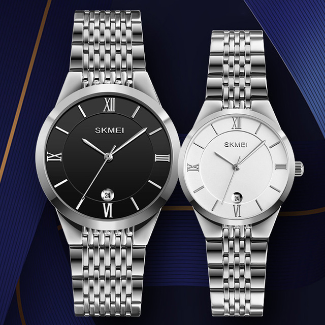 Customized Stainless Steel Case Classic Quartz Couple Watches for Lovers Men Women Pointer Dial in Stock