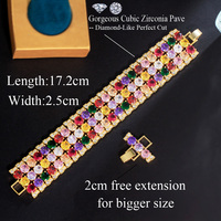 Gelang Pernikahan Mewah Berlapis Emas Dubai dengan Batu CZ Berat, Multiwarna, Bulat, dan Zirkon Kubik Besar