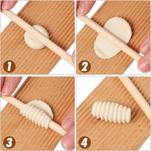 Planche à gnocchis en bois et rouleau à pâtes antiadhésifs, pour la préparation maison de gnocchis et de garganelli, spatule à beurre incurvée et rayée, ustensile de cuisine - Product Image 4