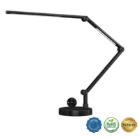 Lampe de bureau LED pliable en métal avec double source lumineuse, base 95Ra, contrôle tactile et télécommande AC pour variation de luminosité/couleur, idéale pour chambre à coucher