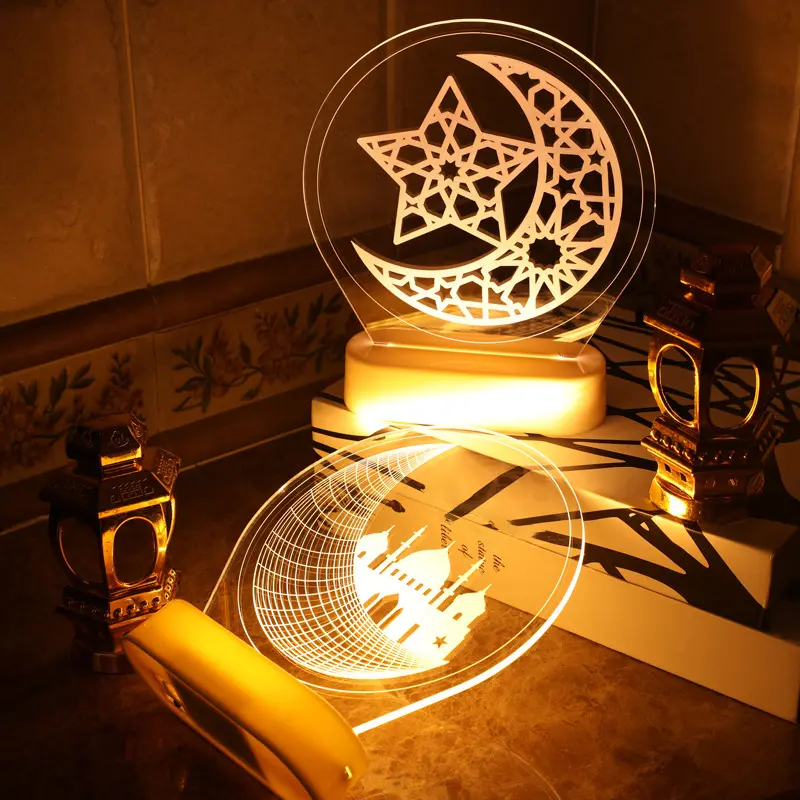 Muslim Middle East Eid Mubarak Table Decorations Craft Gift Table Lamps Ramadan days 3D Acrylic Lamp