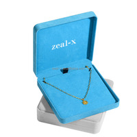 Boîtes à bijoux en gros de haute qualité, boîtes à bagues en papier bleu, velours, carton PU, emballage de bijoux personnalisé avec logo