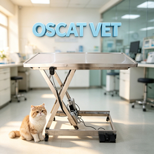Mesa de Examen Veterinaria Eléctrica OSCAT con Control de Pie, Acero Inoxidable 304, Superficie Plana 1300x600mm, Altura Ajustable 450-1000mm - Product Image 1