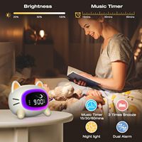 Reloj Despertador Digital LCD con Luz Nocturna LED y Simulación de Amanecer, Función de Repetición, Recargable, de Plástico, para Niños, Diseño Moderno