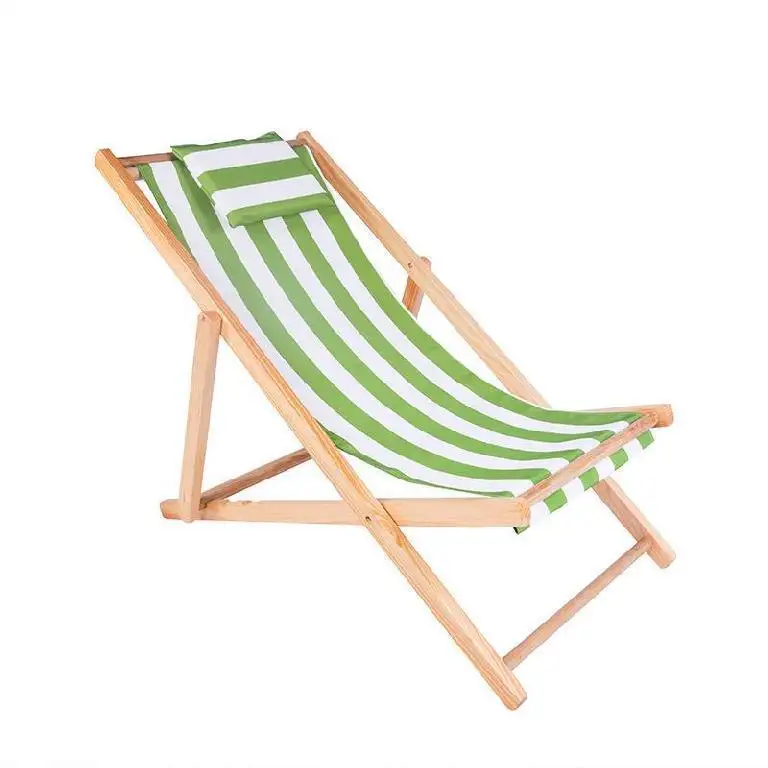 Gran oferta, silla de playa de madera portátil moderna plegable de altura ajustable, muebles de exterior personalizados, silla de playa plegable
