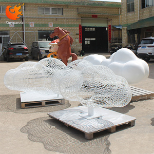 Thép không gỉ đám mây nghệ thuật điêu khắc ngoài trời Vườn sợi thủy tinh rỗng đám mây cho công viên cảnh quan vườn trang trí mô hình độc đáo - Product Image 5