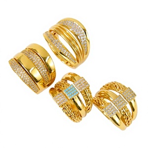 Anillo Grueso Chapado en Oro Estilo Turco con Incrustaciones de Cobre y Zirconia, Anillo de Declaración para Mujer, Regalo para Fiesta o Boda - Product Image 4