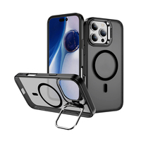 Coque de téléphone magnétique sans fil avec anneau de charge, finition mate, pour iPhone SE4 et iPhone 16E, avec film de protection d'objectif et support, design translucide