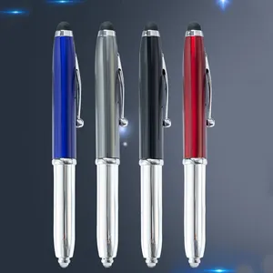 3 ב 1 משולב, מגע Stylus מותאם אישית לוגו Led אור עט עם Led אור עט/