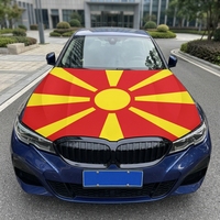 Housse de capot de voiture en spandex universelle avec drapeau de la Macédoine du Nord, pour SUV et camion, bannière de capot moteur 130x150cm, décoration pour supporters de football, vente en gros
