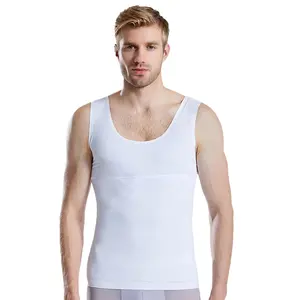 6018 Men's Slimming Shaper Posture Vest Compression T-Shirt Body Building Fat Burn Chest Dry Quick Tummy Control Shapewear Top