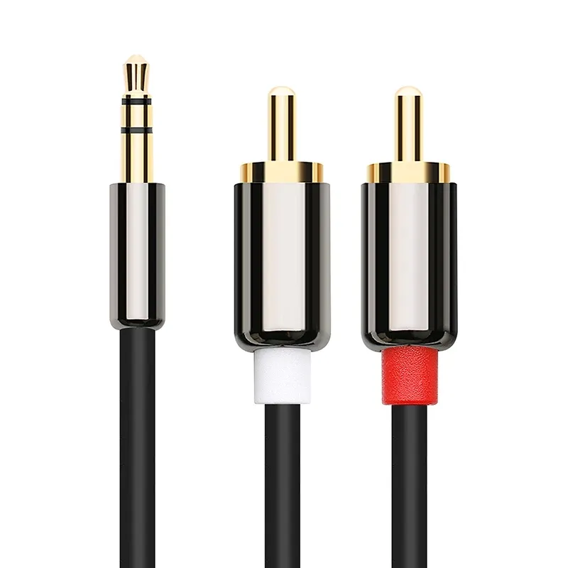 3.5mm To Dual Rca Adapter Splitter 1 To 2 Connection Cable For Computer Mobile Phone Speaker