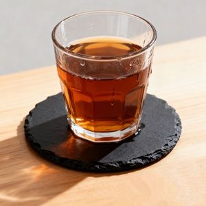 Elegant Round Handmade Slate Drink Coasters with Rack - Premium Stone <b>Mats</b> & Pads Perfect Tabletop Category for Home/<b>Bar</b> - Product Image 4