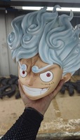Figura de Anime de One Piece, Dios del Sol Nika, Monkey D. Luffy Gear 5, Estatua con Base de Llama con Luz LED, Modelo Coleccionable, Juguete de Regalo