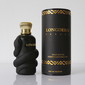 Luxury <b>Black</b> Perfume Glass Bottle Clear Crimp Empty Irregular Snake 100ml 150ml Perfume Spray Bottle With Metal <b>Box</b> - Product Image 1