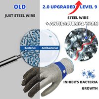 Gants de protection anti-coupure en acier inoxydable pour boucher, résistants aux couteaux, avec protection des doigts en métal