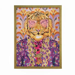 PINTURA SOBRE LONA TIGER CON MARCO Efecto Madera 45X60CM GROSOR 4CM - Product Image 1