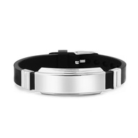 Bracelet en silicone diabétique de cadeau de nouveauté de logo médical d'étoile de vie d'acier inoxydable noir avec le ruban de sensibilisation de maladie de sucre