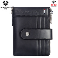 Portefeuille court de luxe en cuir véritable souple RFID pour homme avec fermeture éclair et pochette à clip Crazy Clip