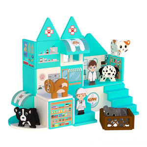 Ensemble de jeu d'imitation double couche pour enfants : clinique vétérinaire, maison de poupée avec chat et <span class=keywords><strong>chien</strong></span> - Product Image 1