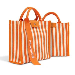 Bolso de compras ecológico con logotipo personalizado para mujer, Mini bolsa de viaje de algodón con logotipo