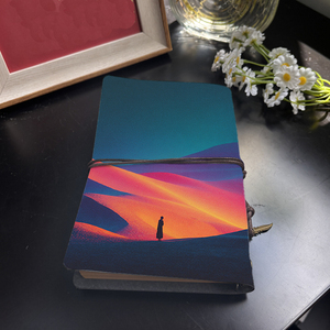 Cuaderno A6, regalo de Acción de Gracias para colegas que se trasladan a otras ramas con persona, dunas de arena del desierto, impresiones del cielo en el Co - Product Image 3