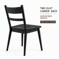 Chaise de salle à manger en chêne massif, dossier en échelle, finition mate à base d'eau, mobilier OEM ODM pour la maison, le café et l'hôtel