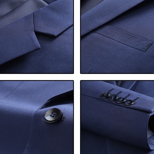 Nuovo Completo Professionale da <span class=keywords><strong>Uomo</strong></span> 2022, Blu Navy, Due Pezzi, Formale Leggero, <span class=keywords><strong>Blazer</strong></span> Tinta Unita per Affari - Product Image 6