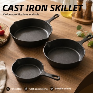 Wholesale Cast Iron Skillet <b>Small</b> Uncoated Frying <b>Pan</b> Flat Bottom Steak Egg Mini Fry <b>Pan</b> Set for Cooking Camping - Product Image 1