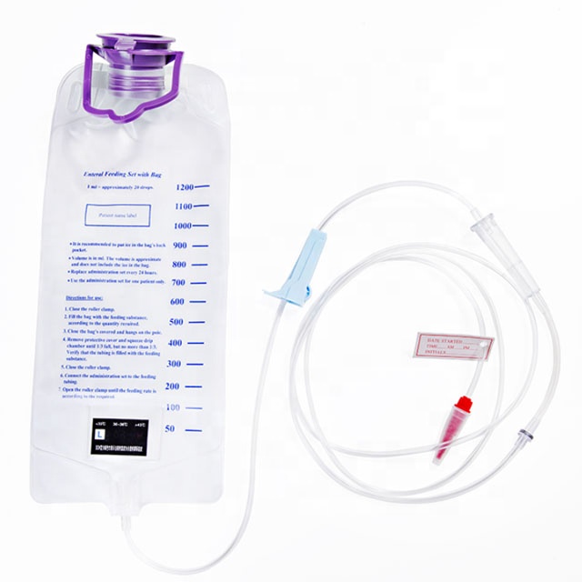 1200ML Enteral 납품 중력 부대 세트, 처분할 수 있는 Enteral 영양 부대, 중력 먹이는 부대-큰 구멍