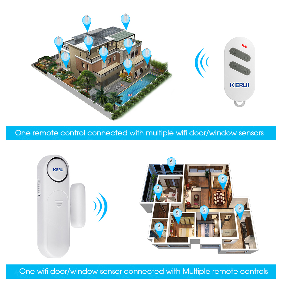 KERUI Wireless Door Windows Sensor Alarm 300ft 120dB Anti-Theft Smart Remote Control for Kids Cabinet Safety Home Security · image 5