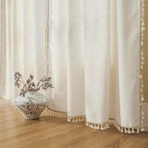 Cortinas de Lino Beige Estilo Boho Navideñas, Cortinas Rústicas de Lino Translúcidas <span class=keywords><strong>para</strong></span> Dormitorio o Sala de Estar - Product Image 6