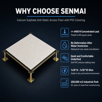Panneau de sol surélevé antistatique en sulfate de calcium recouvert de PVC 600x600x2.0/3.0mm, système de plancher surélevé imperméable pour hôpitaux