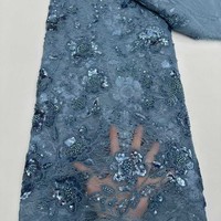 Tissus en dentelle florale perlée à sequins en maille de haute qualité pour robes de mariée et de soirée, usage vestimentaire