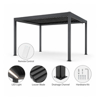 Pergola motorisée en aluminium avec éclairage LED, pergolas de jardin modernes, systèmes de pergola bioclimatiques, résistantes à la rouille, pour restaurant, bord de piscine
