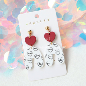 Orecchini Pendenti a Forma di Orsetto con Cuore Rosso e Scritta '<span class=keywords><strong>Be</strong></span> Mine' per San Valentino, Gioielli in Acrilico Romantici per Donne - Product Image 4