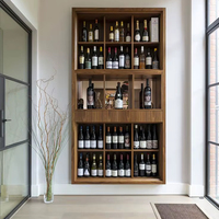 Meuble Bar Mural Moderne de Luxe en Bois Personnalisé avec 8 Étagères pour Présentoir à Vin
