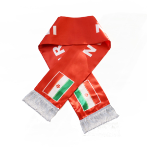 Bufanda Persa de Satén Iraní de 17x135cm con Diseño de Borla Blanca, Bufanda con León Persa, Bandera del Imperio Iraní - Product Image 1