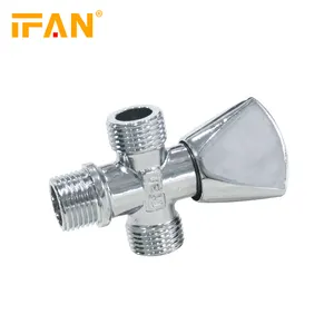 Manual handle Chinese manufacturer Ifan three way 1/2 inch white color angle valve copper brass cross tee